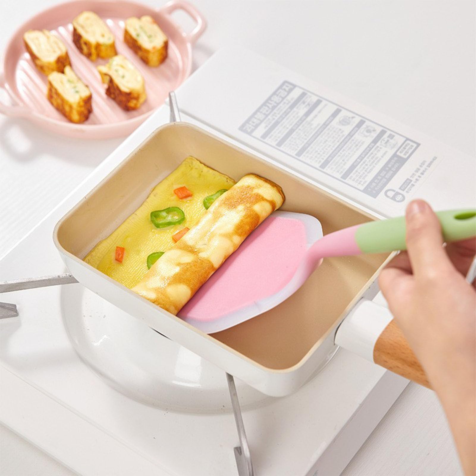Poêle à petit déjeuner japonaise, poêle rectangulaire antiadhésive pour crêpes et rouleaux d'œufs, revêtement en céramique pour un nettoyage facile, outil de cuisine de qualité abordable