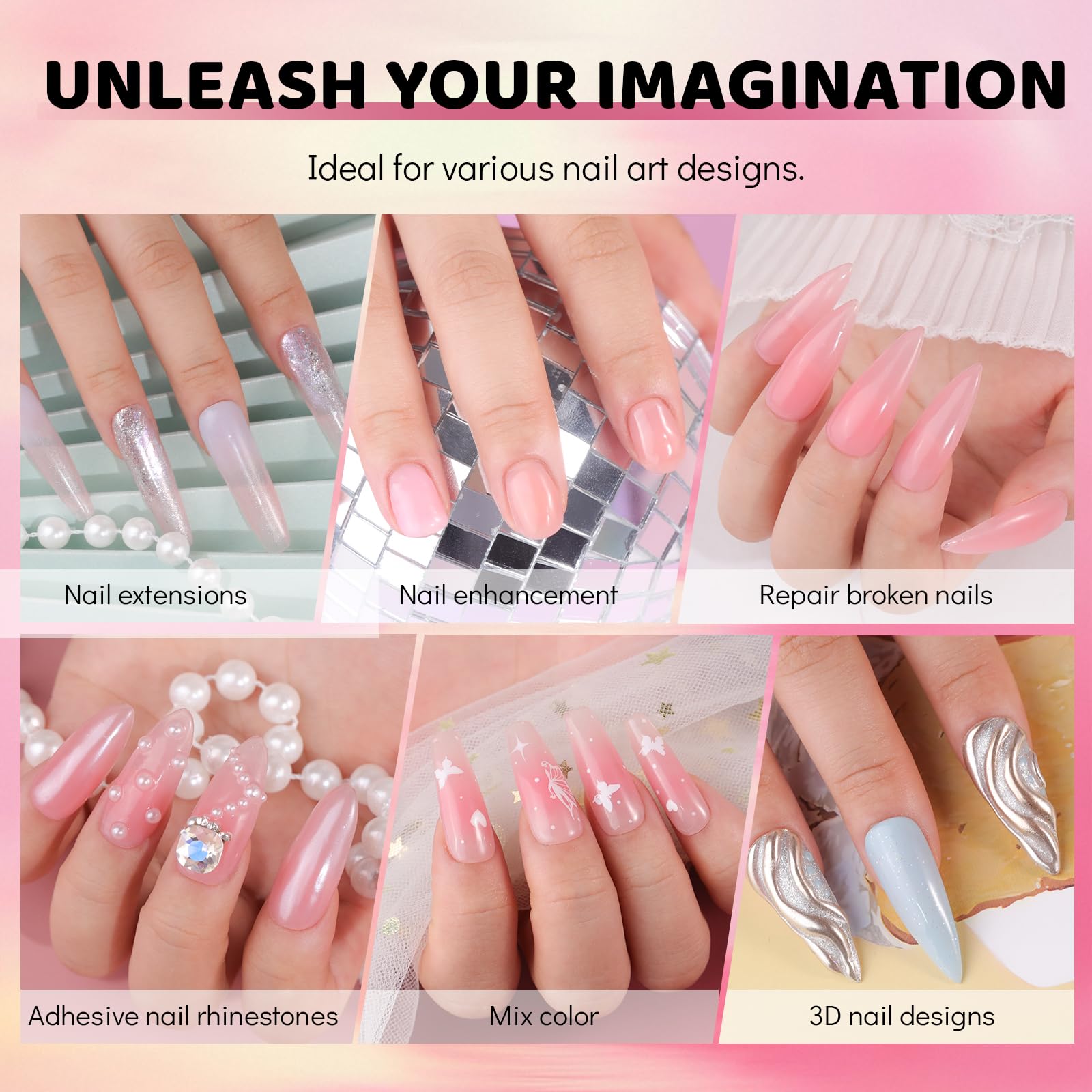 Aokitec HEMA Free Nude Pink Poly Nail Gel - Image 3