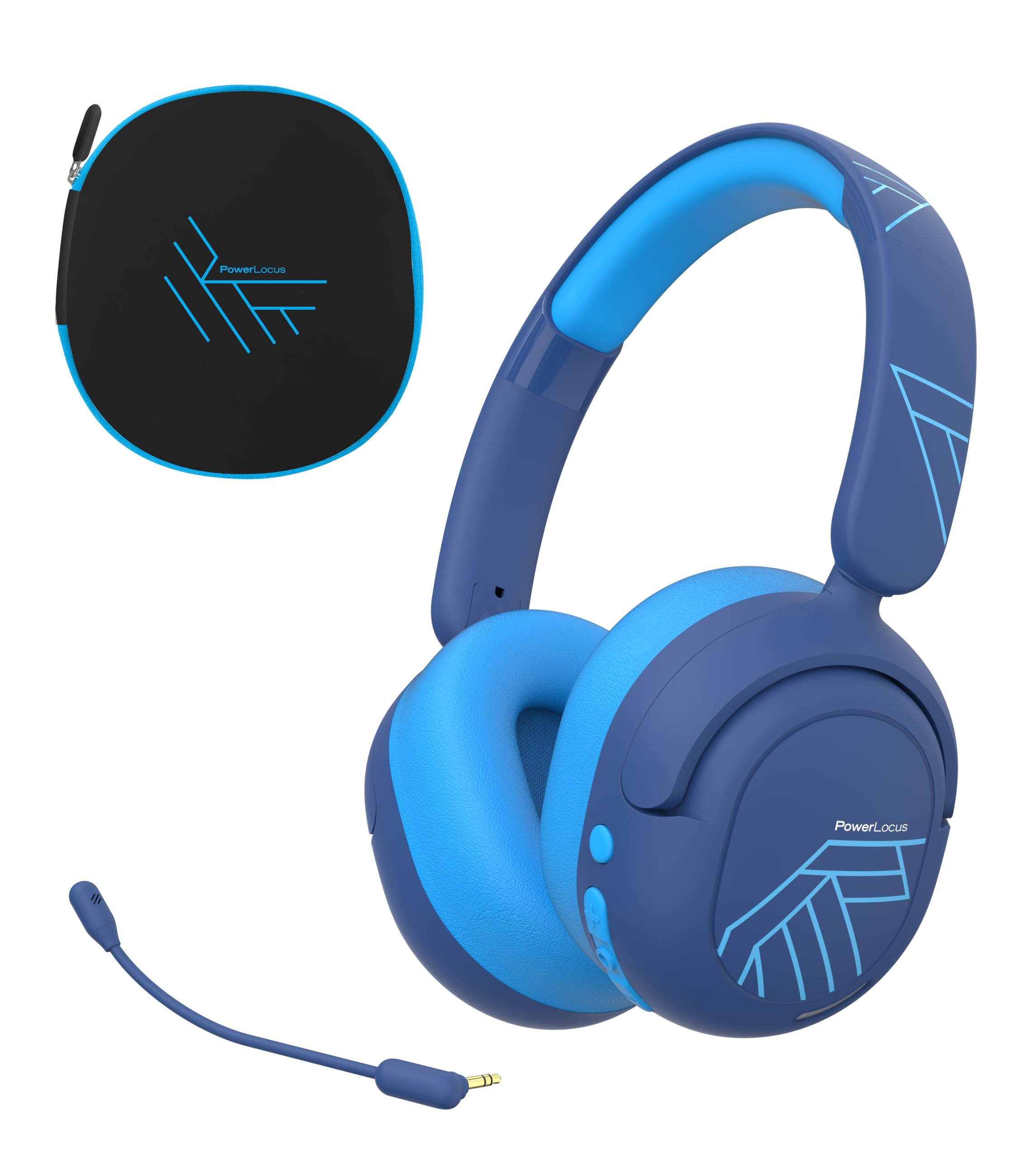 PowerLocus Bluetooth Kopfhörer Kinder, Aktive Geräuschunterdrückung, 70H Spielzeit, 74/85/94dB Sichere Lautstärke, Kinder Kopfhörer mit Boom Mikrofon, Kabellos und Kabel Kinderkopfhörer mit Tasche