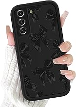 Yirlbey Case for Samsung Galaxy S21 FE 5G, Aesthetic Black Cute Bowknot Pattern Design Case for Women Girls, Soft Silicone Shockproof Cover Case for Samsung S21 FE 6.4 Inch, Bow