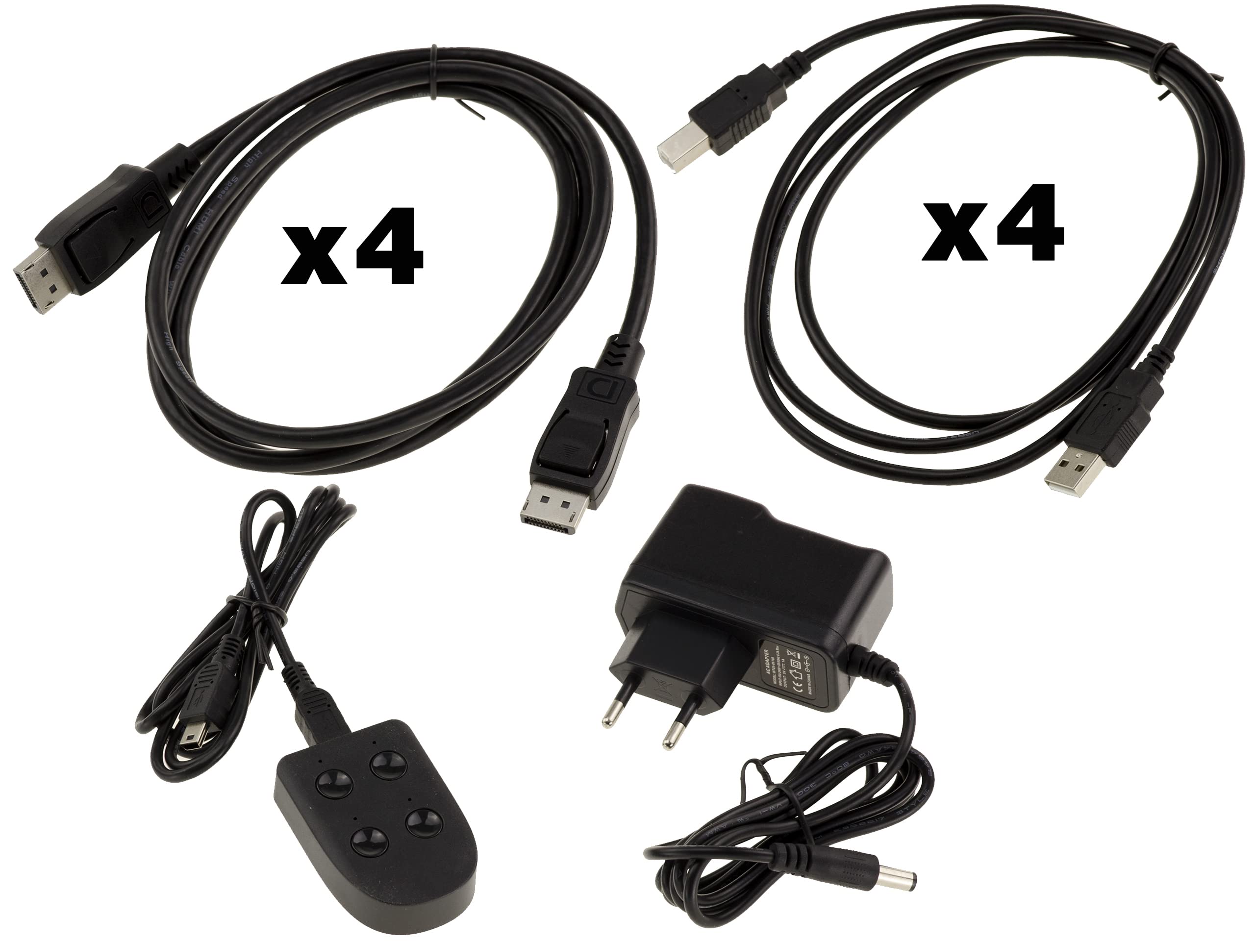 KALEA-INFORMATIQUE KVM Switch Automatique pour 4 PC avec Liaison écran DISPLAYPORT 4K 60Hz et Clavier Souris sur Port USB. avec télécommande, Alimentation et Cordons - Ultra HD 4K 60Hz