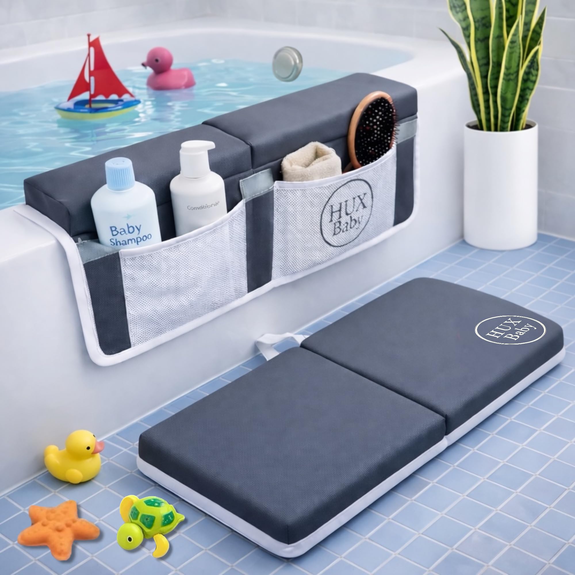Comfortable Baby Bath Kneeler and Elbow Rest Pad Set Non-Slip Bathtub Kneeling Pad for Bathing Baby Bath Tub