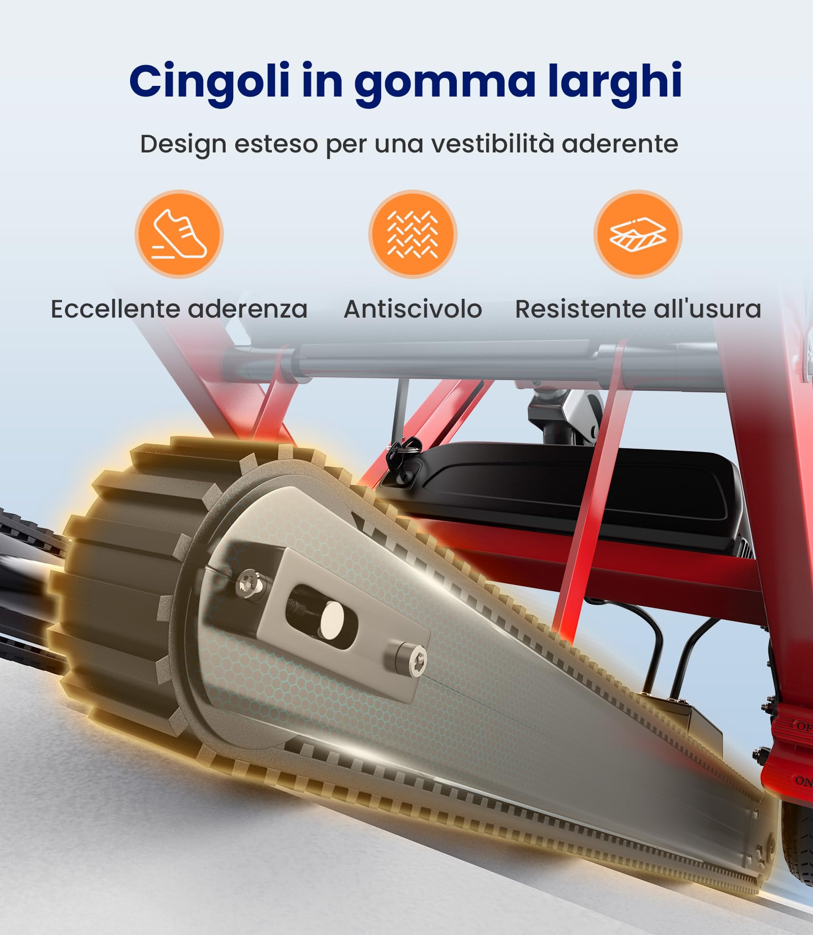 VOCIC AY04 - Scaletta elettrica pieghevole con catena in gomma, per sedie a rotelle fino a 220 kg, sollevamento scale mediche con luce LED per disabili (rosso)