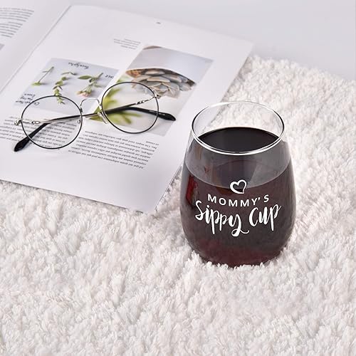 Miniatura 4 de Modwnfy Vaso de vino sin tallo de Mommy's de 15 onzas, regalo perfecto para mamá para que sea nueva mamá, embarazada, esposa, amiga, copa de vino