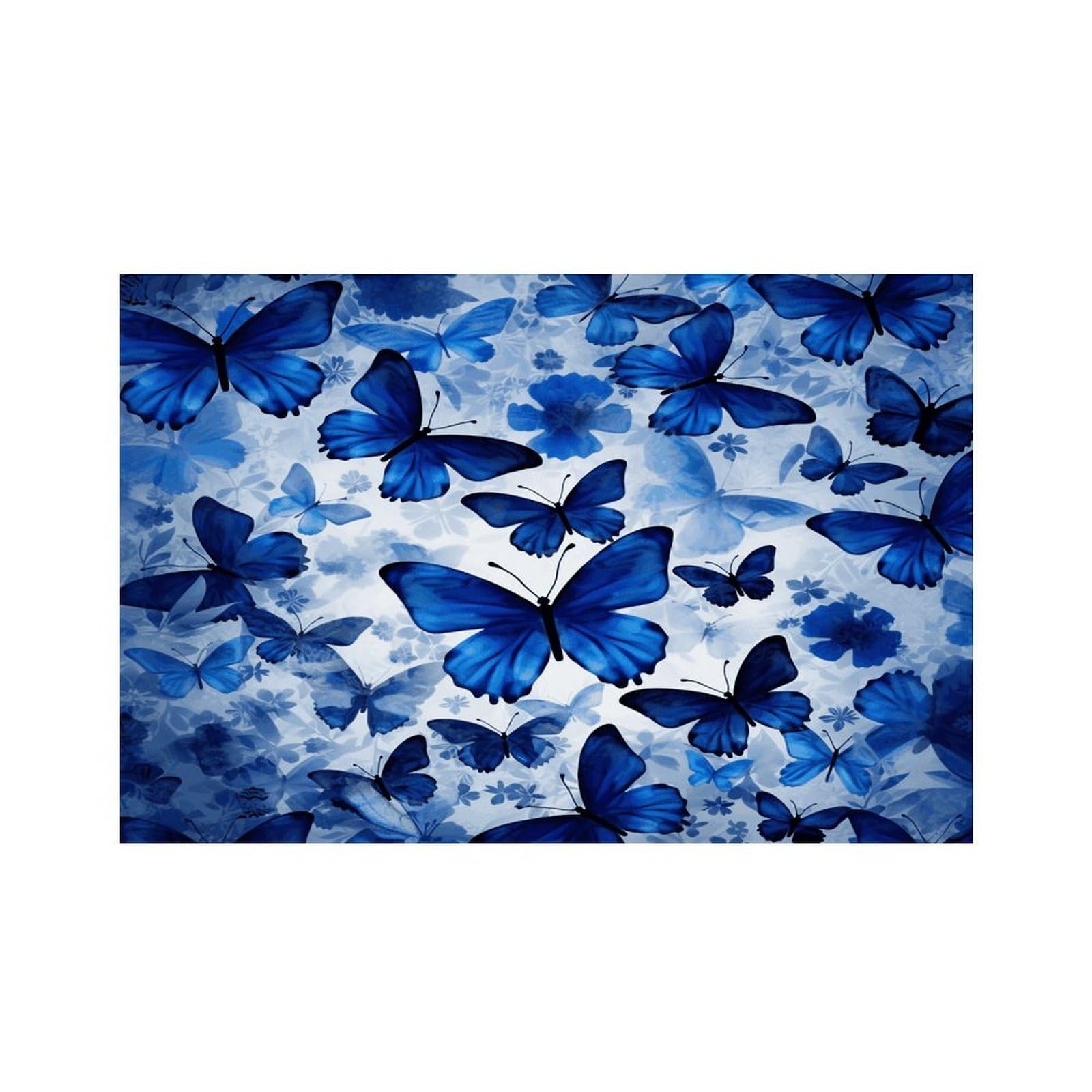 Blue Butterflies Placemats Non-Slip Heat Resistant Table Mats Flax Washable Cloth Place Mats Easy to Clean Premium Placemat for Kitchen Dining Table Decor Party Outdoor