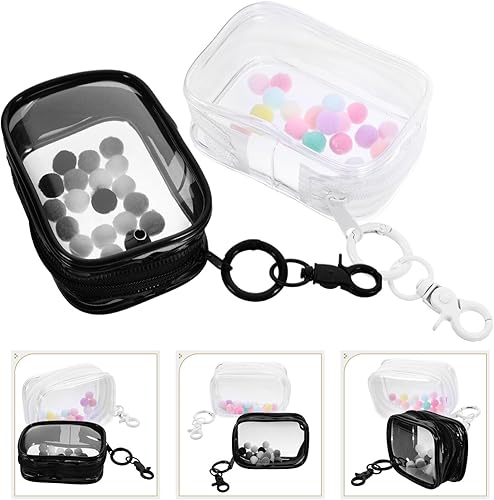Miniatura 9 de Toyvian 2 bolsas pequeñas de almacenamiento para muñecas, figuras de acción, bolsa transparente con llavero, organizador con cremallera, caja de