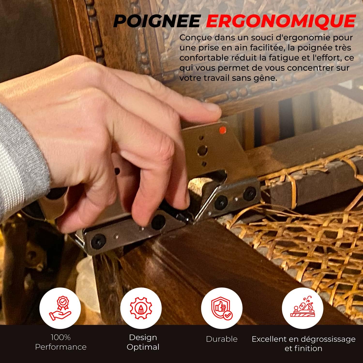 RALI G03 EVOLUTION N Rabot guillaume à une main pour Menuiserie bois. Rabot à main sans affûtage et Réglages ultra-faciles | pour des feuillures de précision