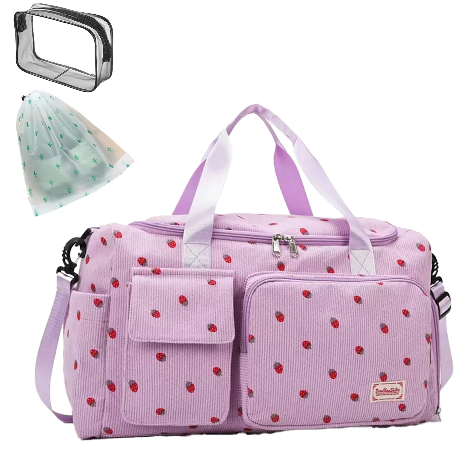 Womens Gym Sports Bag, Travel Duffle Bag Womens, Weekend Travel Bags with Shoes Compartment and Dry Wet Separation, 20-35L (Purple)