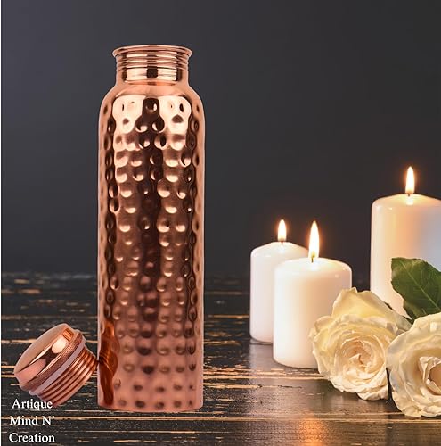 Miniatura 7 de Botella de agua de cobre  34 onzas  Botella de agua de cobre puro versátil y apta para viajes  Botella de cobre ayurvédica para mujeres y hombres