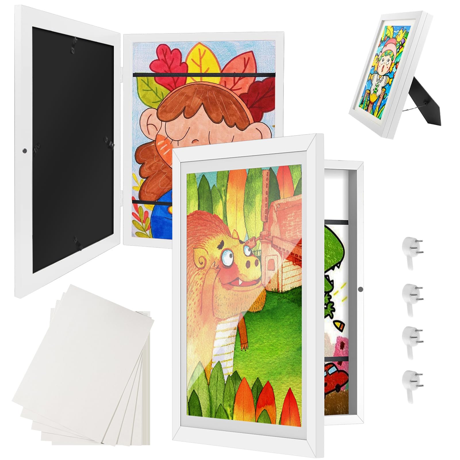 Cornice Porta Disegni Bambini A4 - 2 Pezzi Con Apertura Frontale Per 150 Disegni - Foto 6