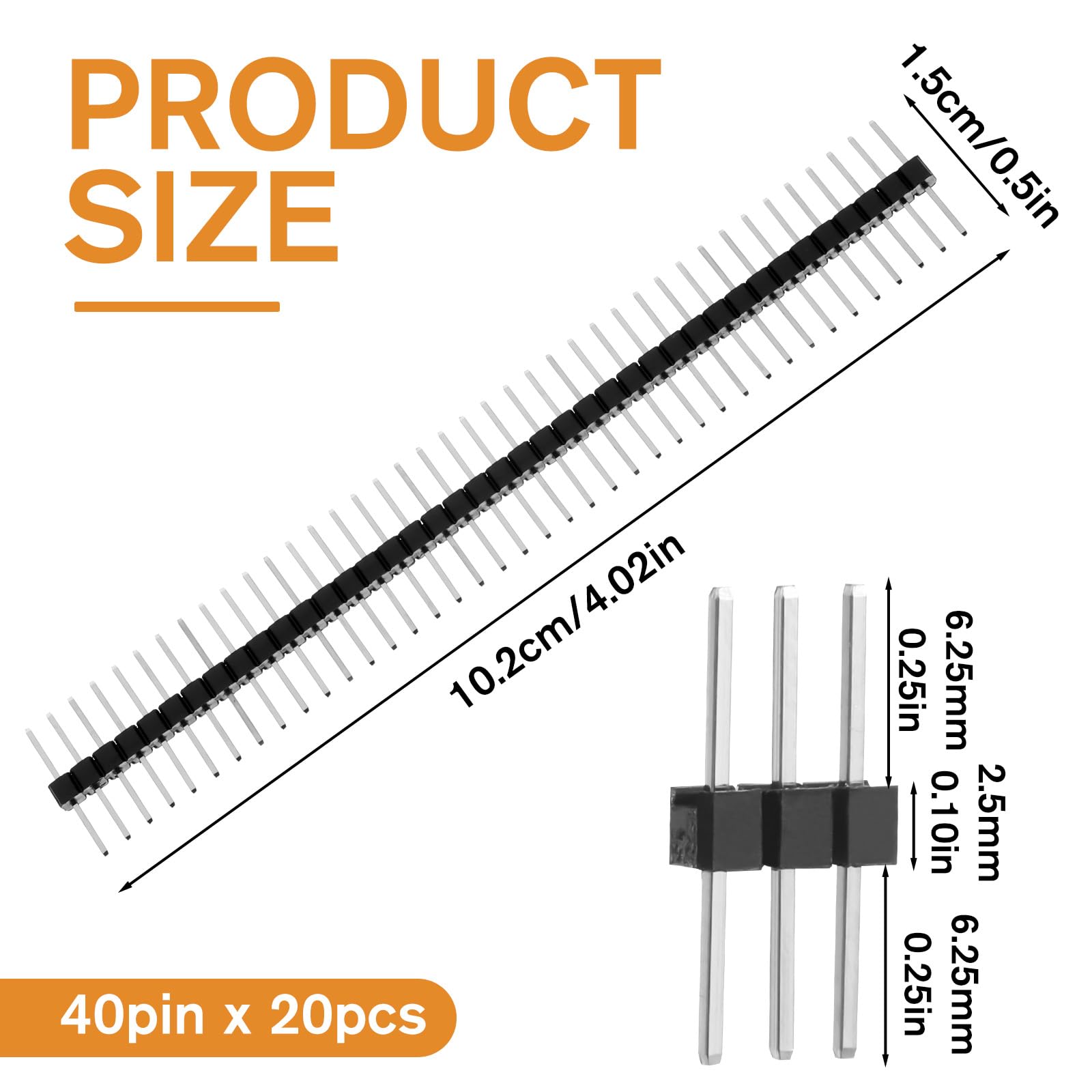 20 pezzi 2,54 mm Breakaway scheda 40 pin intestazione maschio e femmina pin intestazione PCB soldering pin per scheda forata