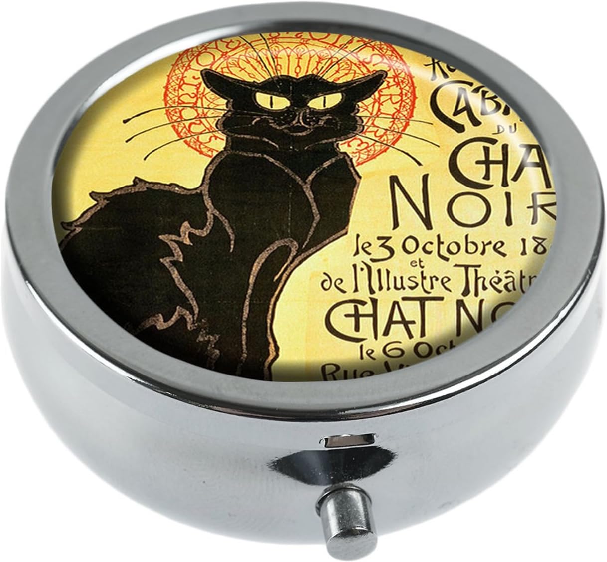 Hiuyi Cat Custom Personalized Round Pill Box Pocket Wallet Travel Pill Vitamin Decorative Box Protector