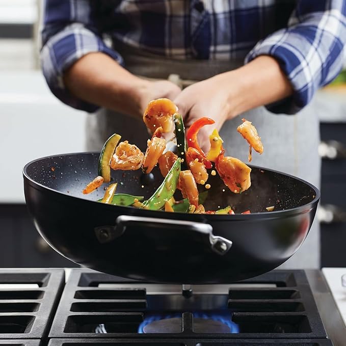 Wok Antiadherente de Aluminio Anodizado Duro, 12.25 pulgadas - Negro Mate miniatura 2