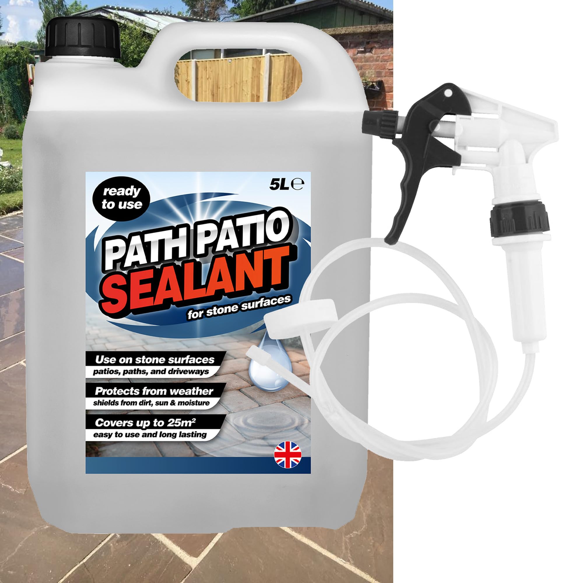 5L Ready To Use Path & Patio Sealant For Stone Surfaces Patios, Paths & Driveways With Convenient Long Hose Trigger (4)