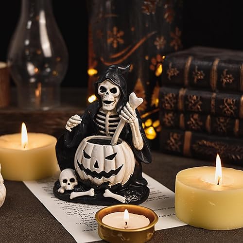 Miniatura 6 de Halloween Indoor Table Decoration Statue Figurines, SkeletonPumpkin Head GhostWitch Decorations for Halloween Home DesktopOrnaments, Unique