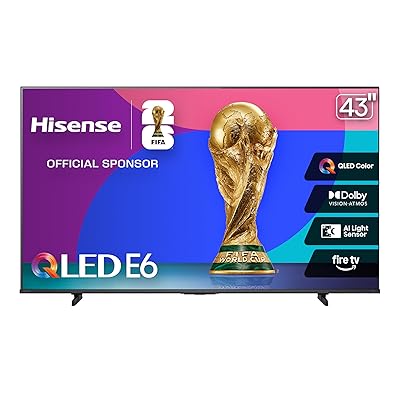 Hisense 75" E6 Cinema Series QLED 4K UHD Smart Fire TV (75E6QF, 2025 Model) - QLED, AI Light Sensor, Dolby Vision · Atmos, Voice Remote with Alexa, Motion Rate 120, HDR 10+ Adaptive, Game Mode Plus