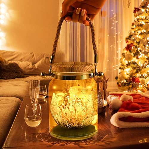 Miniatura 5 de Regalo de flor en botella, regalo de cumpleaños para dama, madre, flores artificiales de arco iris coloridas, rosas, pinos, mariposas y otras flores