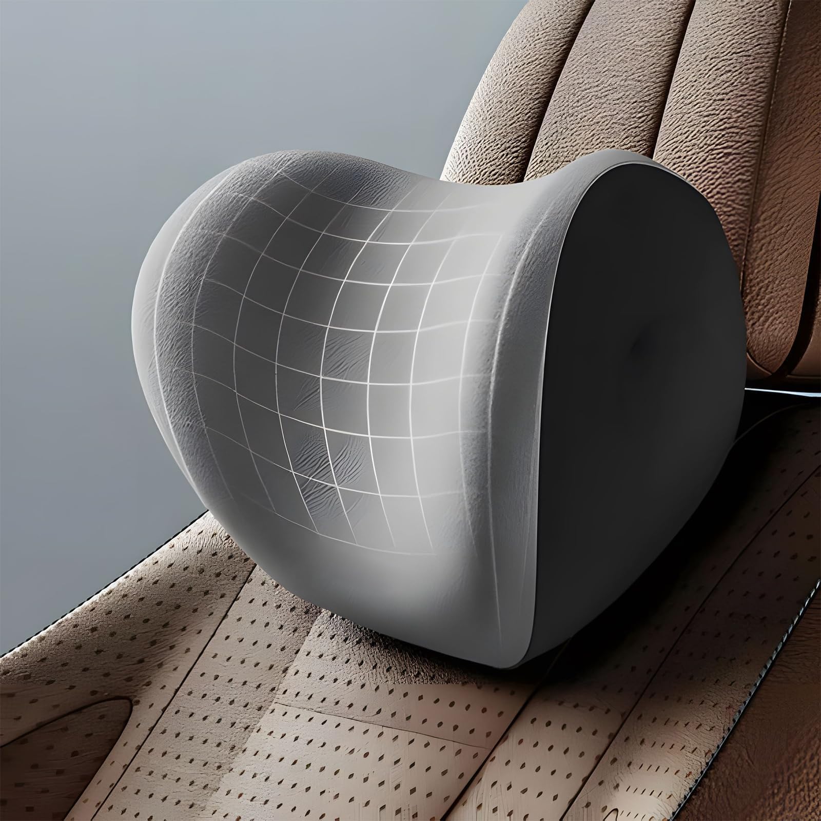 Cojín para Reposacabezas de Coche para Citroen Nemo (2008+), Cojín Lumbar Coche, Ergonómico Almohada Coche y Respaldo Lumbar,A Black