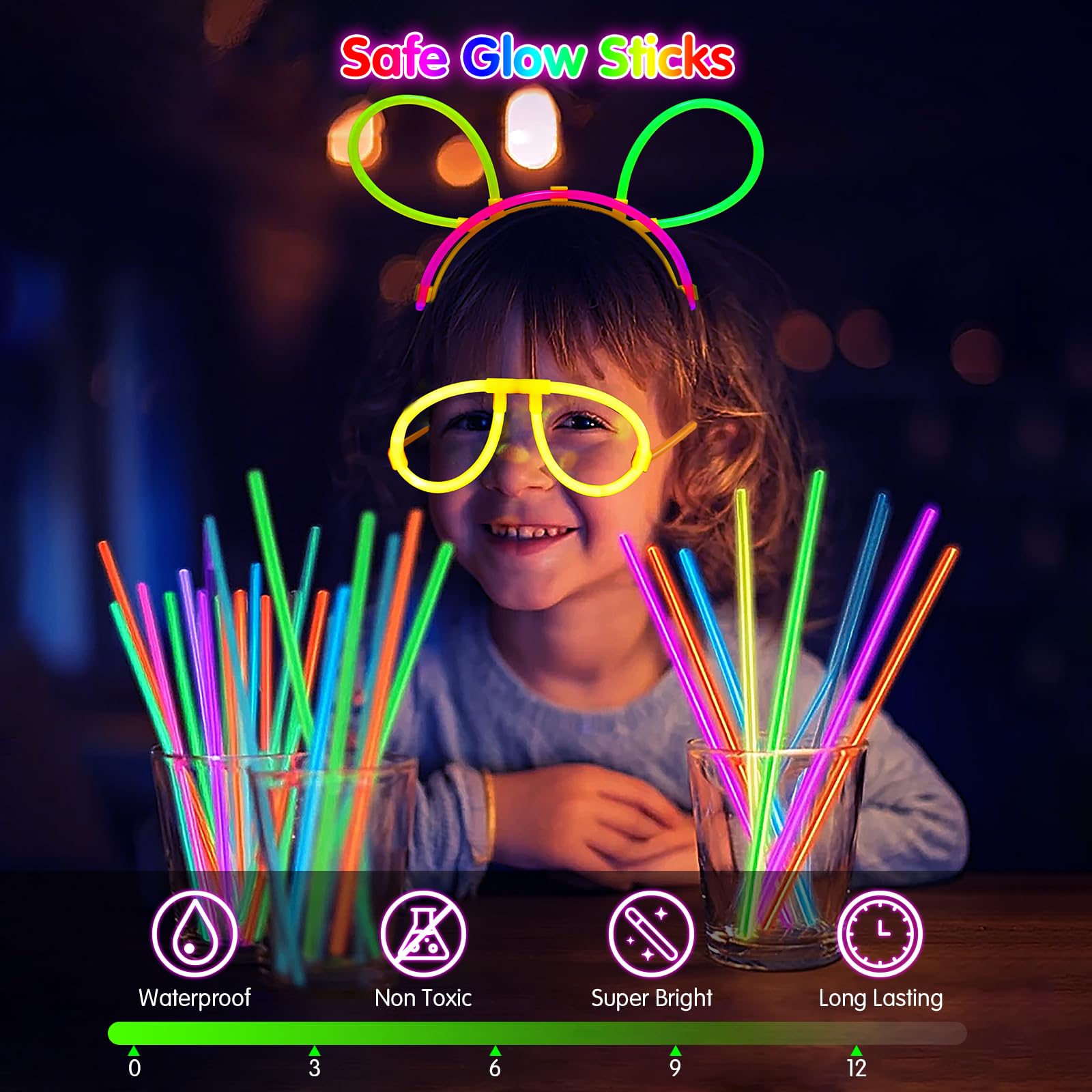 MOSSNDAR Braccialetti Luminosi Fluorescenti 232 Pezzi, Starlight Fluo Party Festa Gadget Compleanno Bambini kit per Fare Braccialetti, Neon Decorazione per Compleanno Matrimonio Halloween Natale