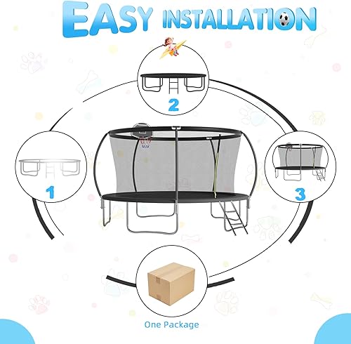Miniatura 49 de Tranpoline - Tranpoline para exteriores de 16 pies, 14 pies, 12 pies, 10 pies, para niños y adultos, capacidad de peso de tranpoline de 300 a 1000