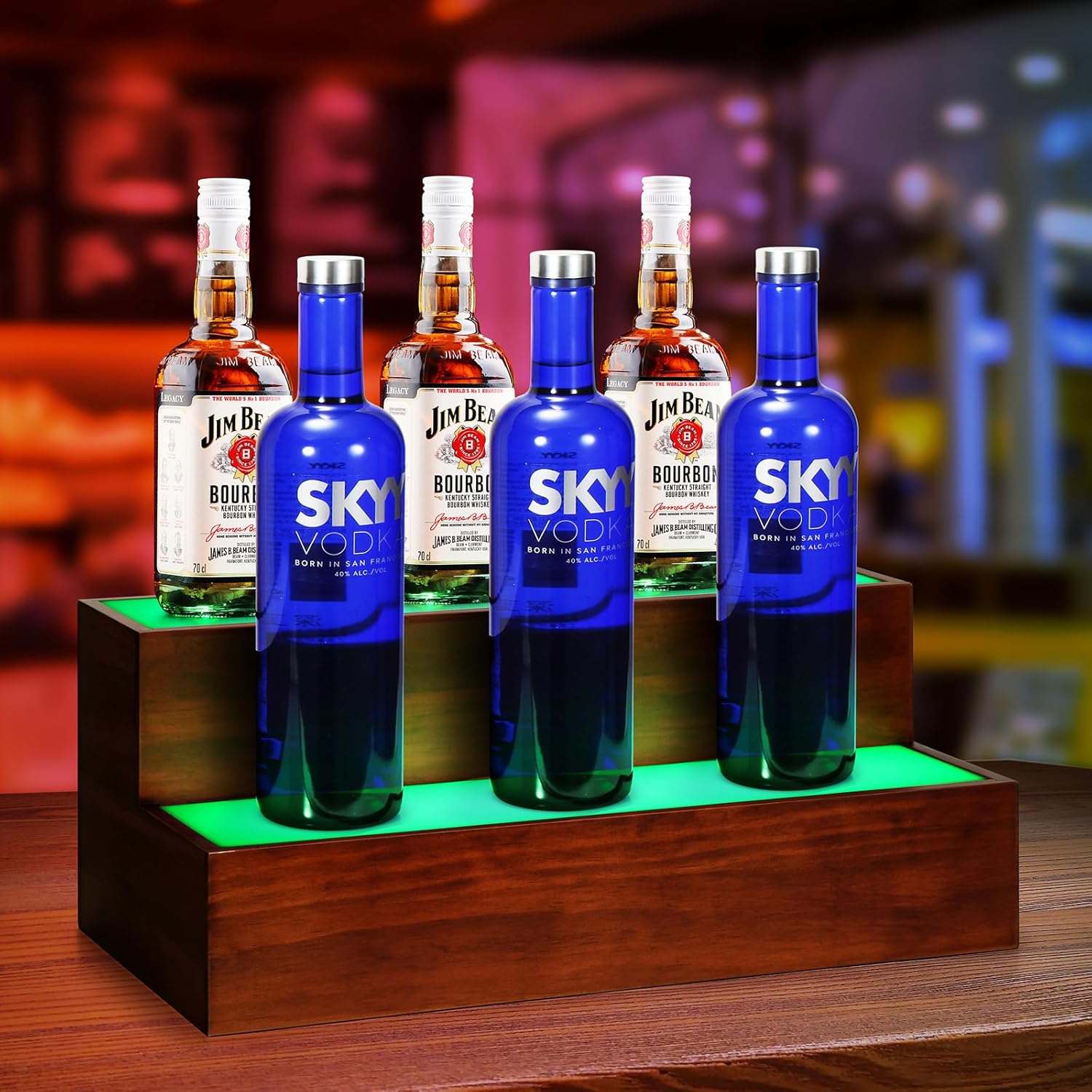 B4Life LED Lighted Liquor Bottle Display Shelf, LED Bar