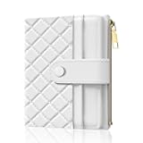 Womens Wallet, RFID Small Slim Wallets for Women, Compact Credit Card Holder, Cute Leather Bifold Ladies Purse with Zipper Coin Pocket and ID Window, White