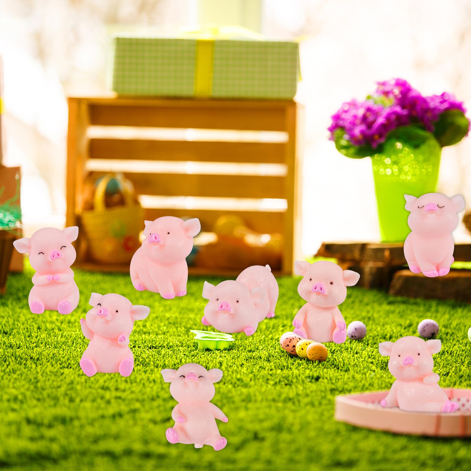 Lot De 50 Mini Figurines De Cochon Rose En Résine De 3,8 Cm