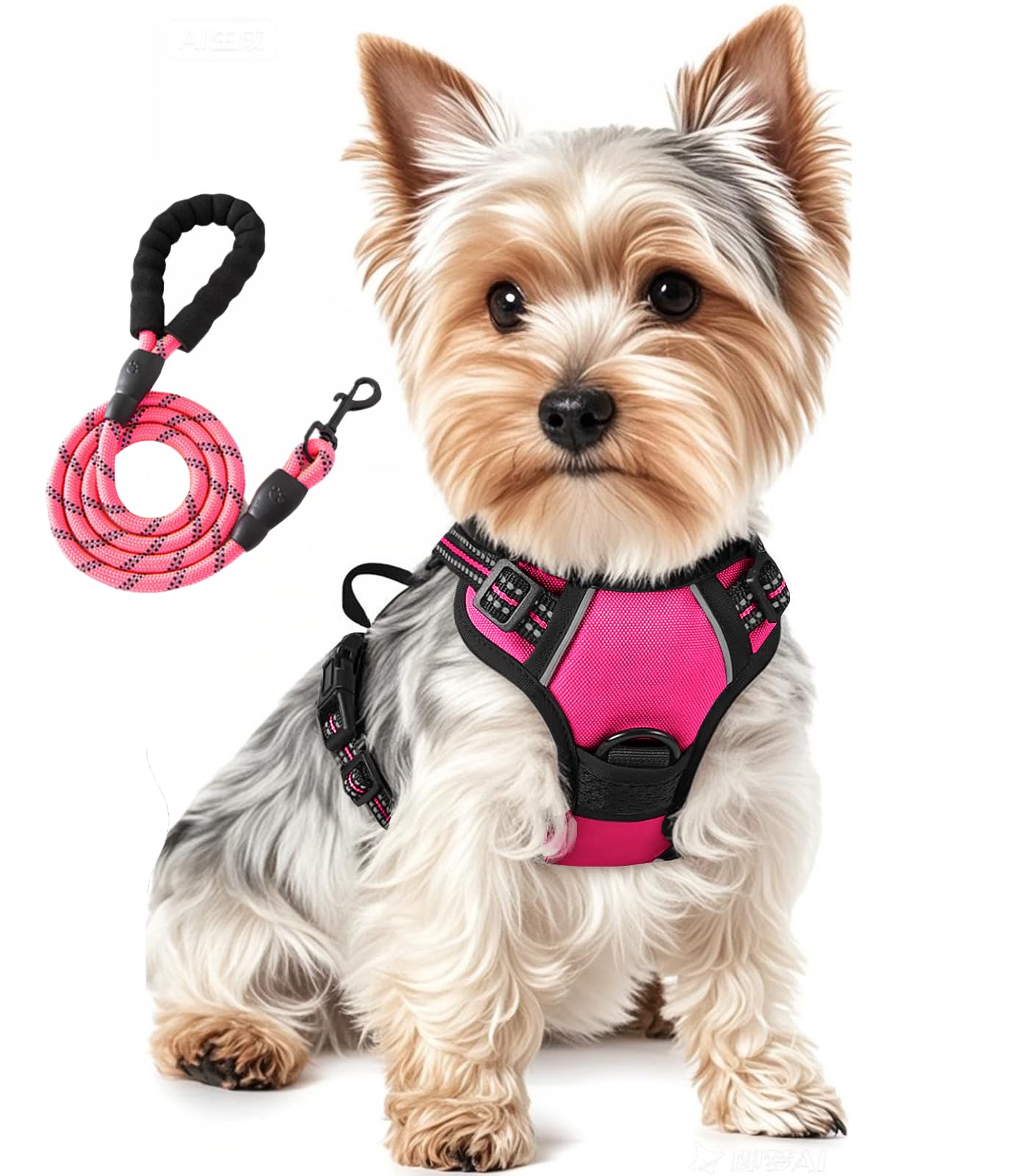 Jomkig Dog Harness and Lead Set for Small Dogs Adjustable Reflective Anti Pull Pet Vest Harness for Outdoor Walking Training, Rose Red, Small โ image 1