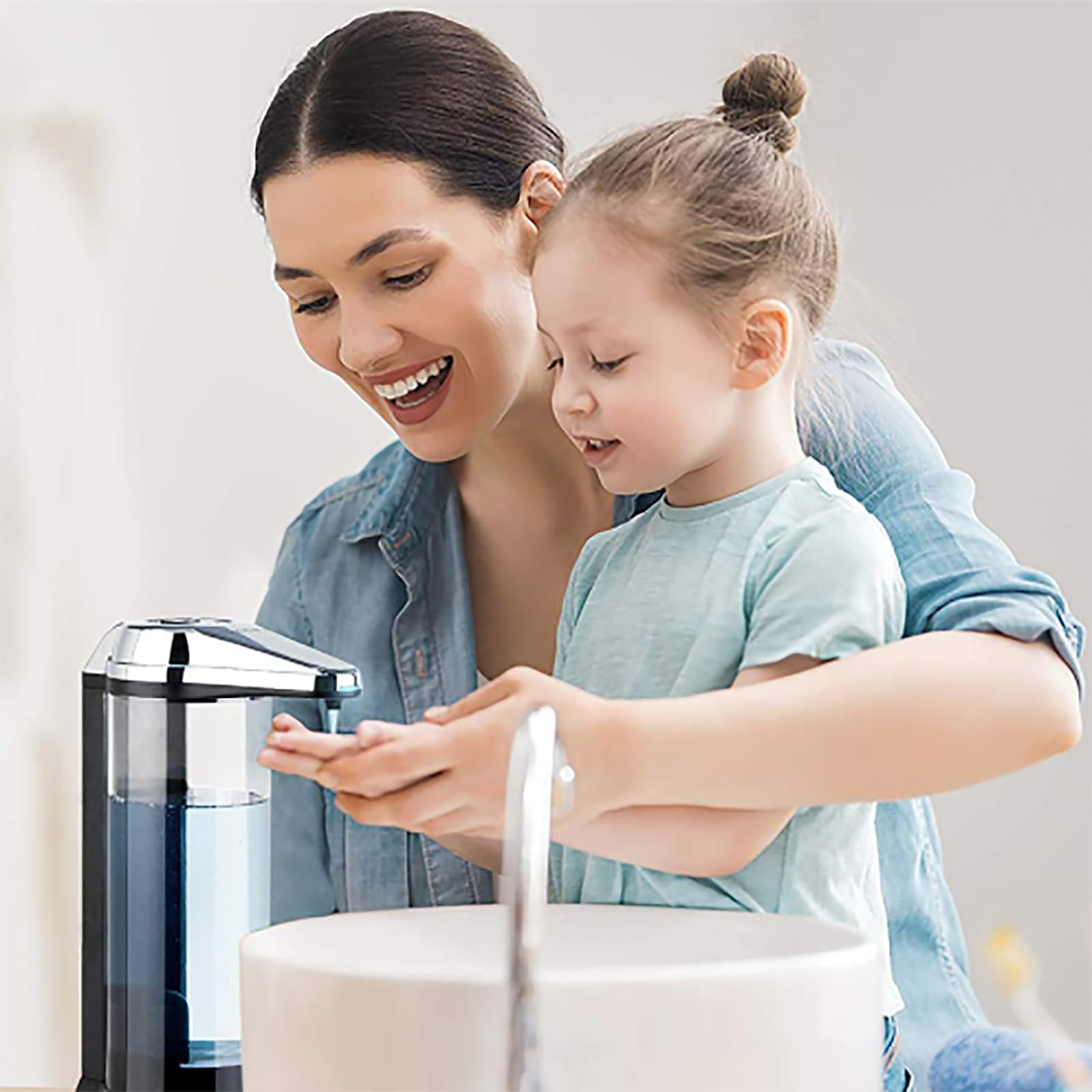 ERICAT Dispenser Automatico di Sapone, Macchina per Detersivo per Piatti Senza Contatto con Sensore di Movimento Intelligente, Volume di Sapone Regolabile a 6 Marce E Serbatoio da 450 Ml, per La Casa