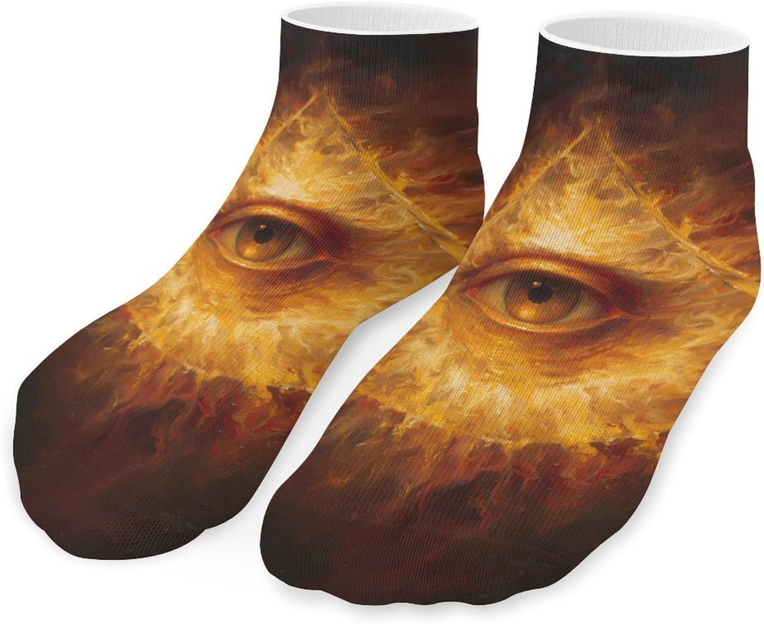 Illuminati Eye Burning Flames No Show Ankle Socks Low Cut Non Slip Flat Boat Line 5 Pairs Set