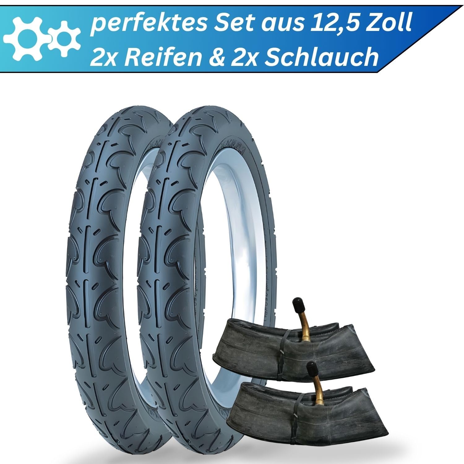 Kenda K909A - Set di 2 pneumatici per bicicletta, 12,5 pollici, 12,5 x 1,75 (47 – 203) – 12,5 pollici, per passeggino, scooter, bicicletta per bambini – Kenda K909A