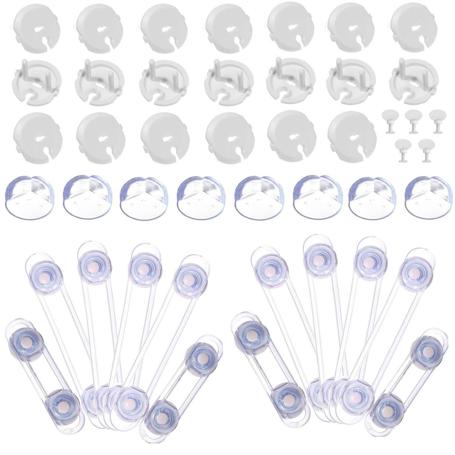 Kit Seguridad Bebe - Protector Enchufes para Bebés(20 Fundas + 5 Llaves)+12 x Bebé de Seguridad Bloqueo +8 x Protector de Seguridad para Niños