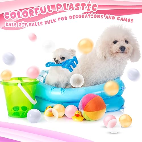 Miniatura 5 de Wettarn 600 piezas de tienda de campaña de juego de pelota para piscina, pelotas de plástico reutilizables, bolas de plástico suave de 2.2 pulgadas,