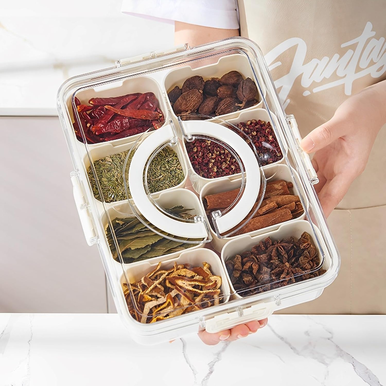 Divided Serving Tray with Lid and Handle Snack Platters Organizer with