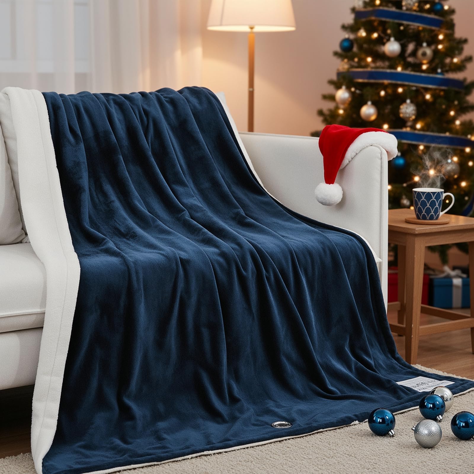 Electric Blanket with Overheat Protection Automatic Shut-Off, Electric Heating Blanket 180 x 130 cm for Bed, 6 Hours of Auto Off and 4 Heating Levels