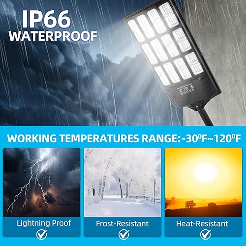 Miniatura 3 de Farolas solares impermeables para exteriores, 38000 lúmenes, luz de inundación solar gran angular, luz de estacionamiento LED con sensor de