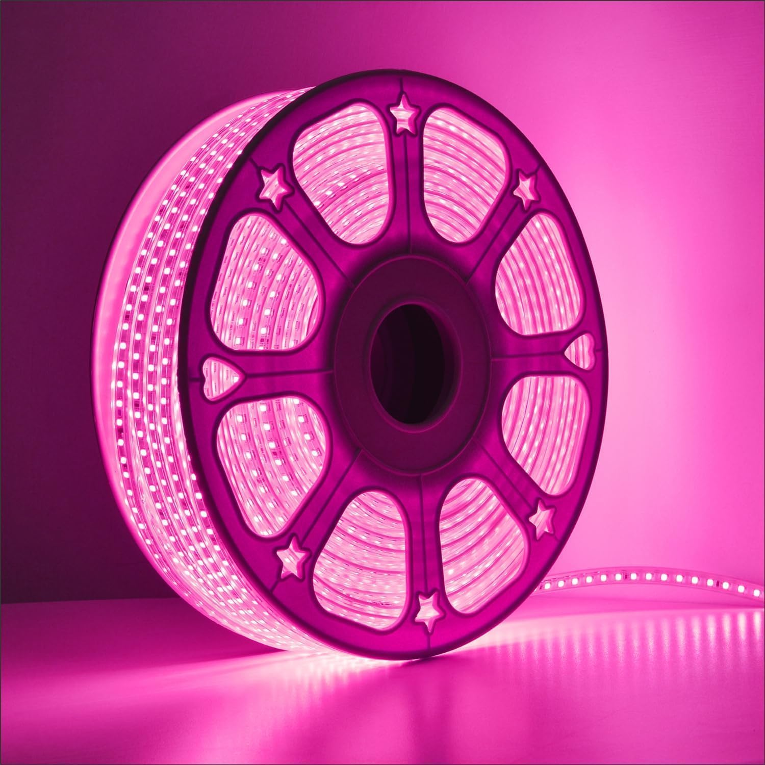 MoonlitDreams 10M LED Rope Light | 120 LEDs/M Waterproof Strip Light | Pink Flexible Cove Light for False Ceiling, Balcony, Bedroom, Garden & Indoor Outdoor Decoration | Plug & Play Decorative Light