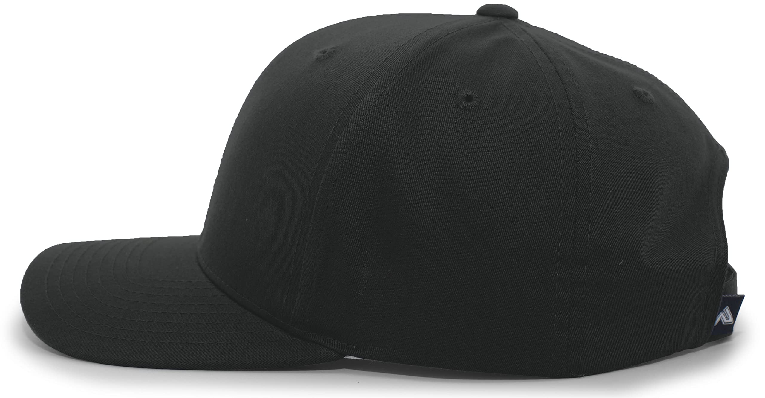 Pacific Headwear Cotton-Poly Hook-and-Loop Adjustable Cap, Black