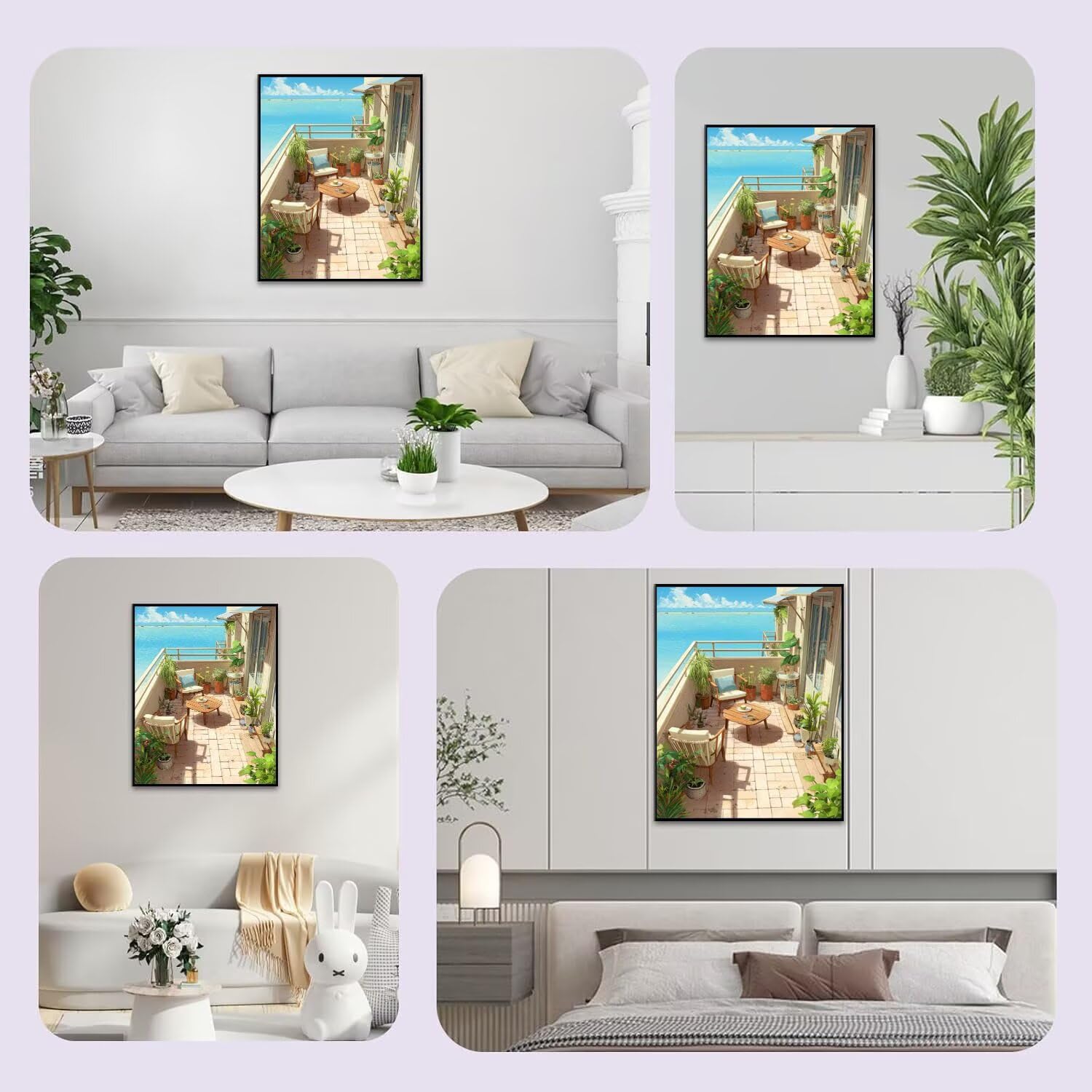 balcone Dipingere con i Numeri Adulti mare Quadri da Dipingere Numerati, Kit Pittura Adulti, Painting by Numbers Principiante, Idee Regalo Donna, Decorazioni Casa, Senza Cornice, 70x90cm e-836