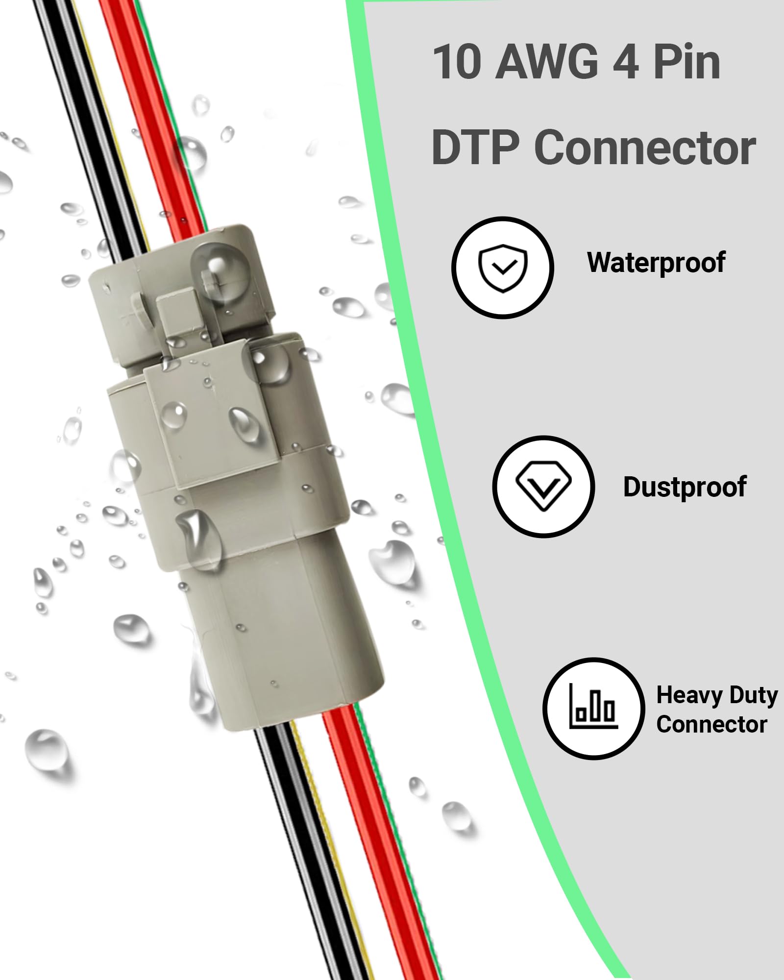 Conector DTP de 4 pines de 10 AWG, conectores eléctricos impermeables de 4 vías, resistentes, cable de calibre 10, macho y hembra, arnés de conexión rápida para coche, camión, barco, LED