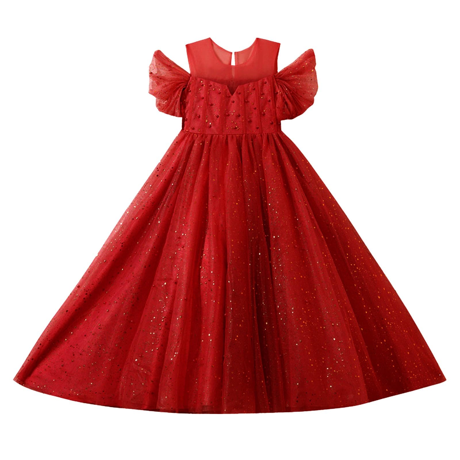 Abito da Bambina con Maniche Corte/Lunghe,Vestito Elegante per Feste di Compleanno,Vestiti Estivi da Ragazze Vestito Bimba Versatili per Uso Quotidiano