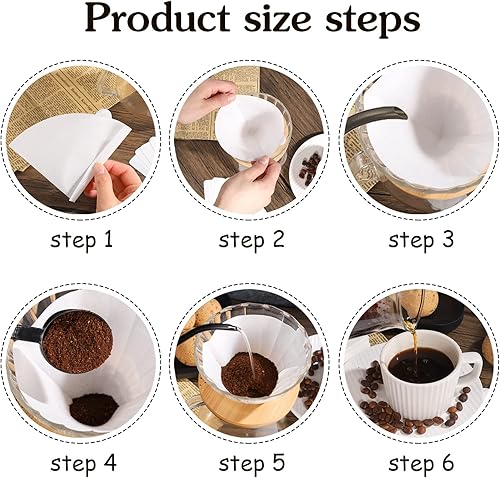Miniatura 3 de Filtro de café de 200 unidades, filtro V60 02, filtros de café de cono blanco, desechables, para verter sobre café (2-4 tazas)