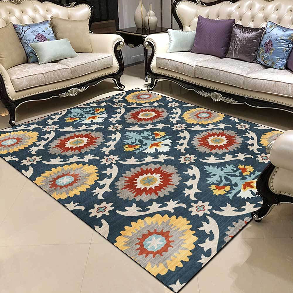 Tapis salon 180x250cm traditionnel floral aux finitions soignées et douces