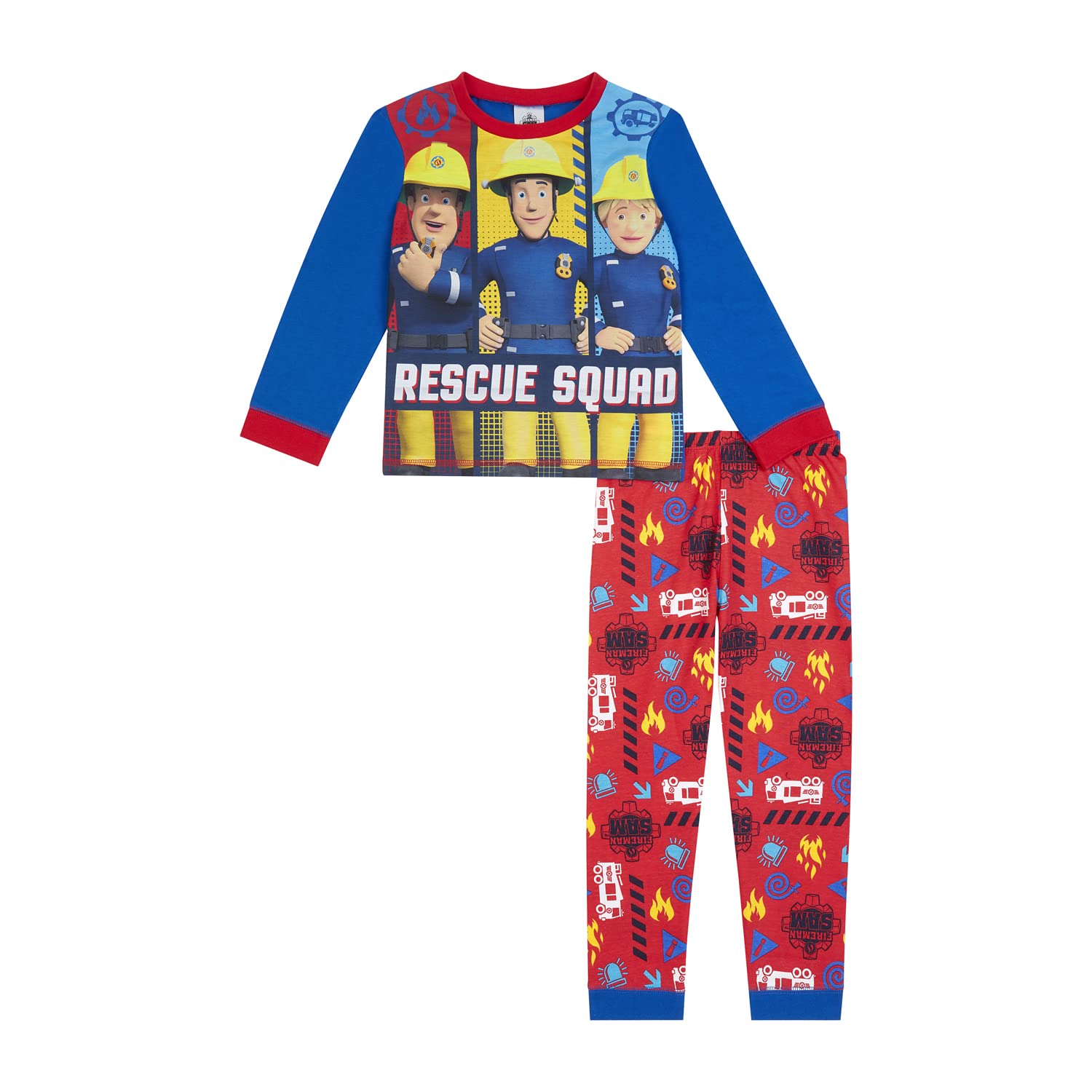Fireman Sam Boys Red Pyjamas Pj Set, Ages 18 Months To 7 Years Old