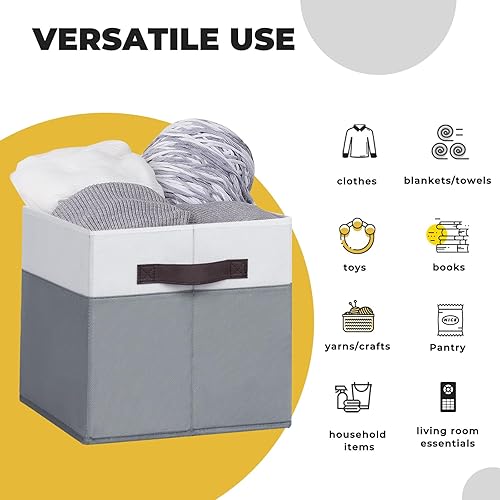 Miniatura 33 de Paquete de 4 cestas grandes de almacenamiento de armario para estantes, organizadores de armario de tela y almacenamiento con asas para organización