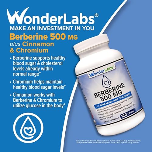 Miniatura 4 de Wonder Laboratories Berberina HCL 1,500 mg + mantenimiento de canela, cromo y bioperina para glucosa, corazón y salud del sistema inmunológico Sin