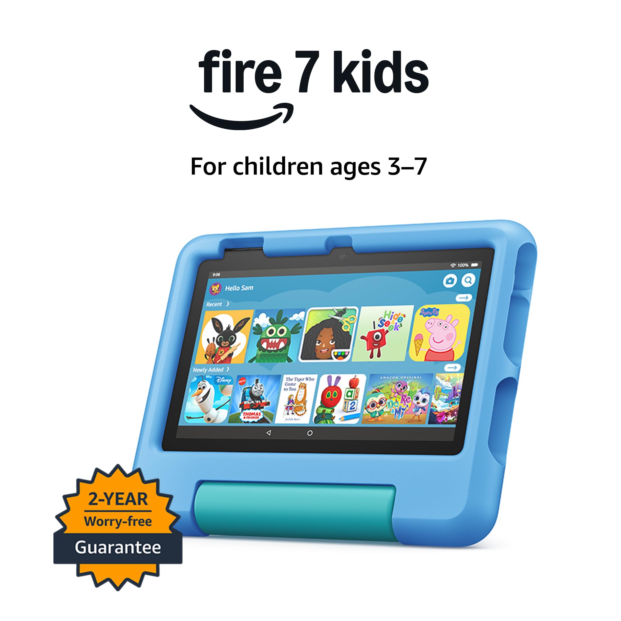 Amazon Fire 7 Kids tablet (newest gen) | 7" display, ages 3–7, includes ads-free books, games and videos that children love, parental controls, 10-hour battery, 32 GB