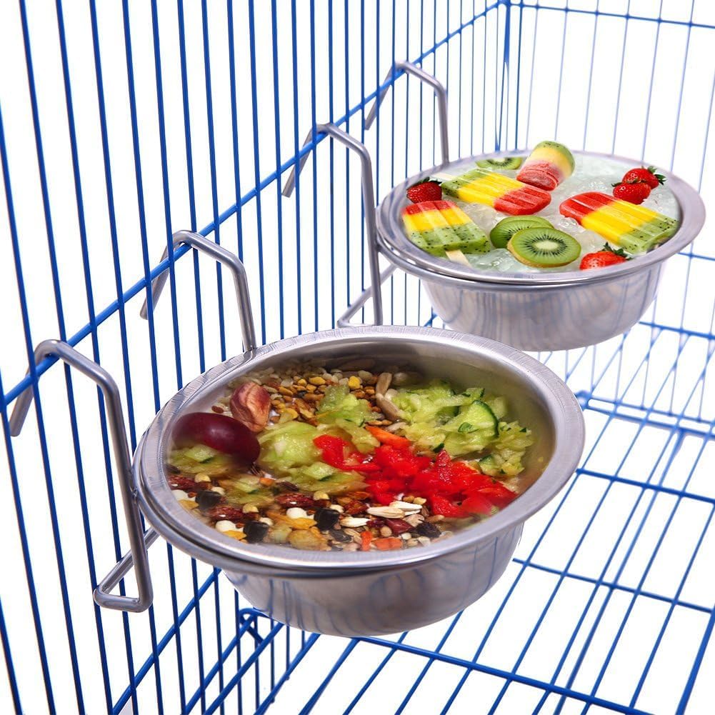 D&C PAWS Stainless Steel Bird Feeding Bowl with Hanger – 250ml Cups for Food and Water, Secure Cage Attachment for Birds, Includes Soft Nesting Material for Added Comfort (Pack of 2) 2