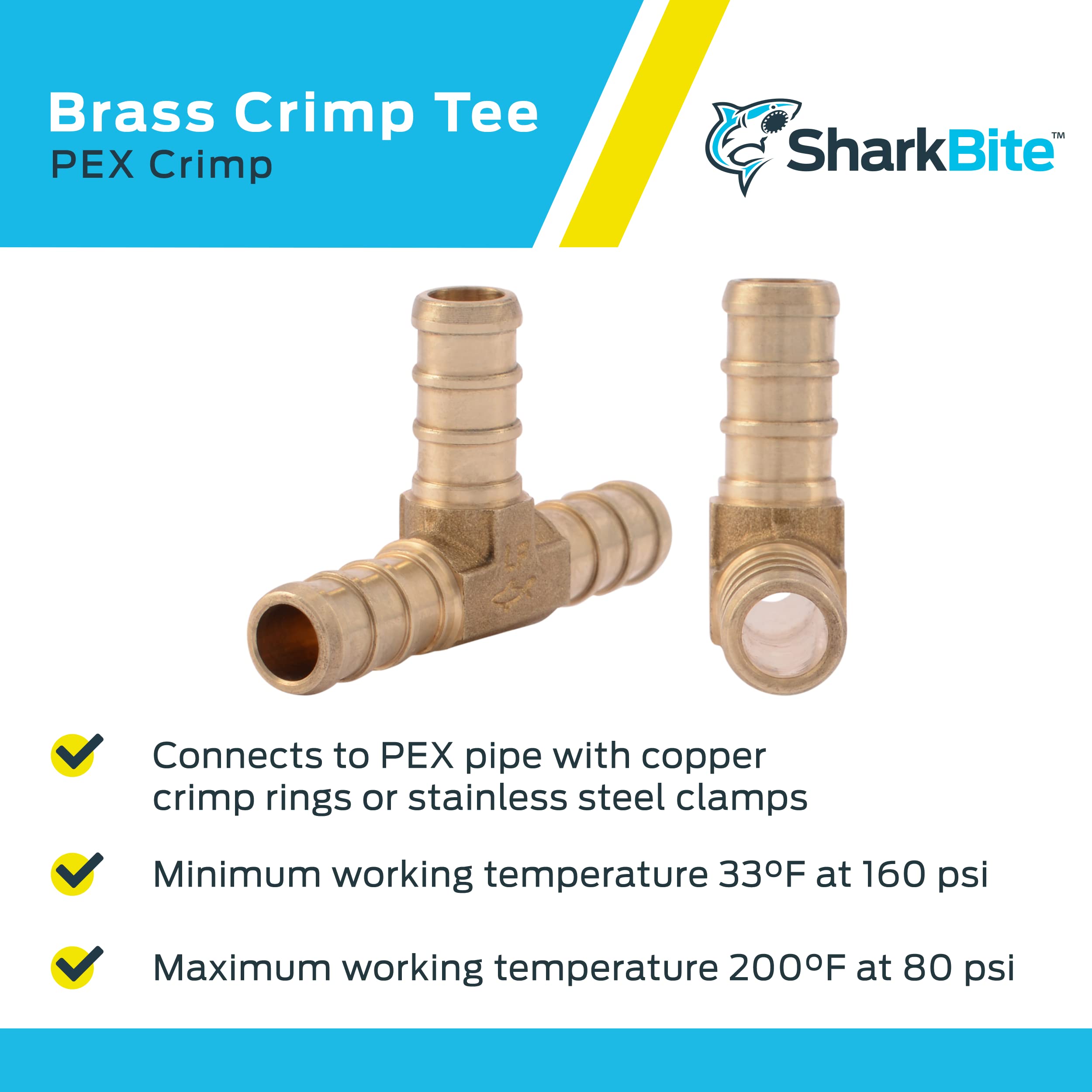 SharkBite UC360LFA 3/8-Inch PEX Barb Tee Retail Packaging, Copper, 3/8 in - Image 4