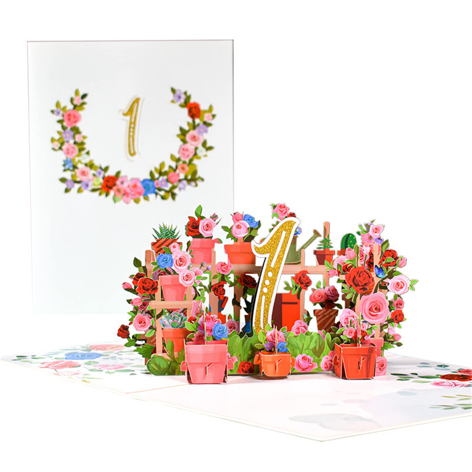 Buxuaaaa 3D Flower Anniversary Card Set Card Greeting Accessory for Couple Husband Wife Wedding Anniversary Wedding Funny
